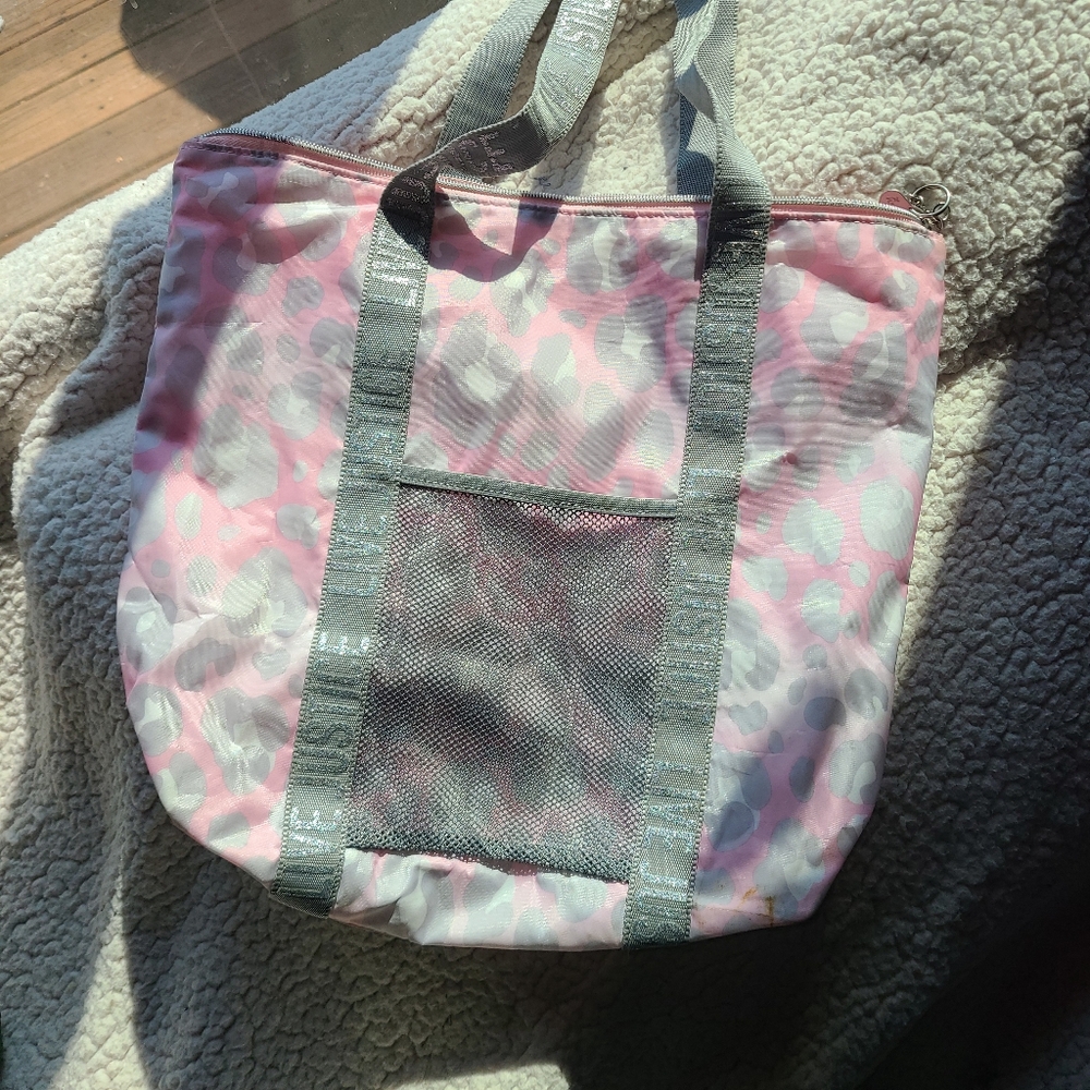 Justice pink leopard print gym bag